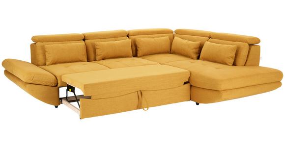Wohnlandschaft Park Mit Schlaffunktion Currygelb - Currygelb/Schwarz, MODERN, Textil (311/233cm) - Luca Bessoni