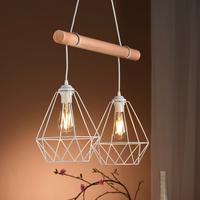 Pendelleuchte Hellbraun Weiß Hg L: 60 cm - Hellbraun/Weiß Hochglanz, Natur, Holz/Metall (60/24/90cm)