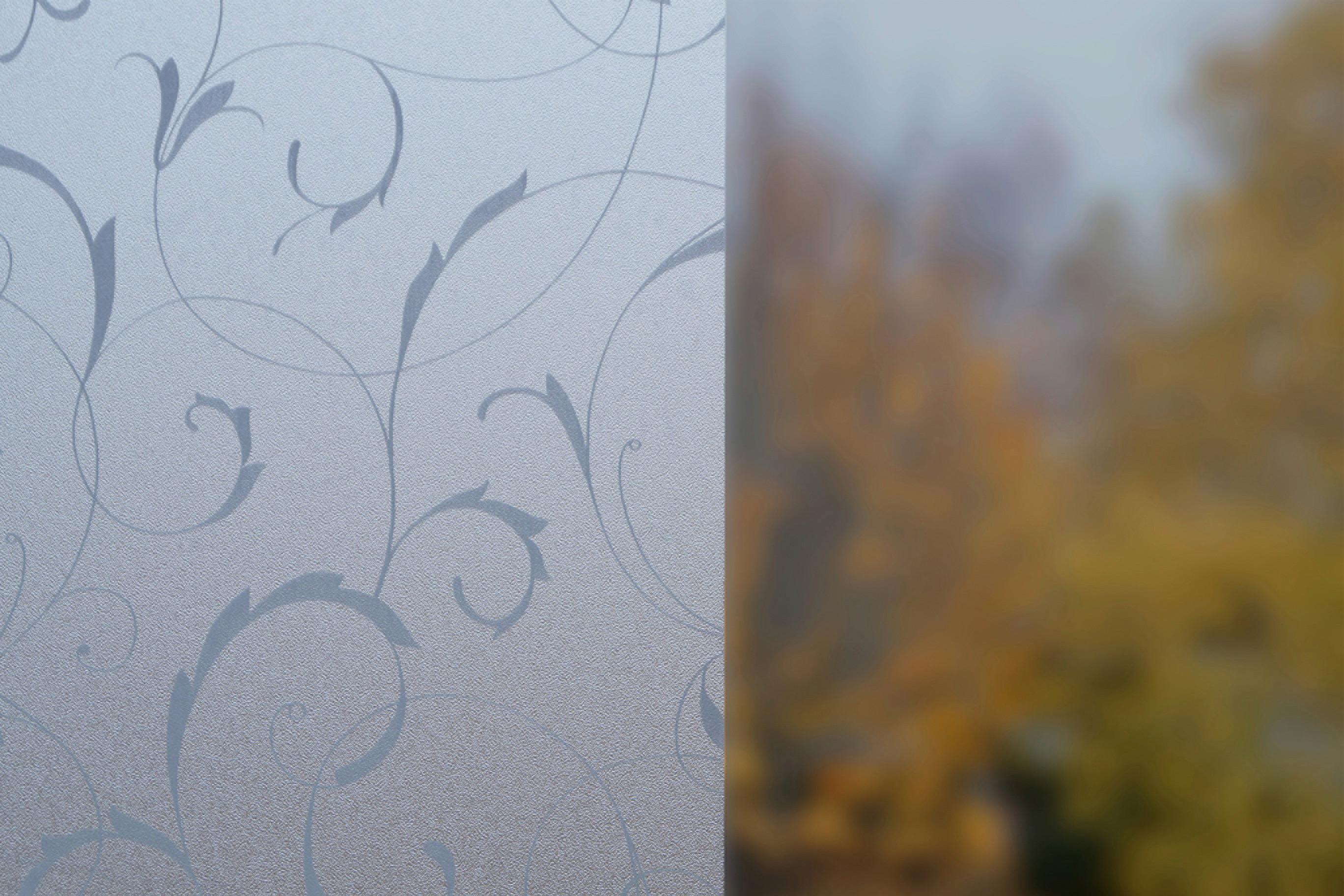 Fensterfolie Statisch Haftend Wirbel-Design 150x45 cm - Silberfarben/Weiß, KONVENTIONELL, Kunststoff (45/150cm)