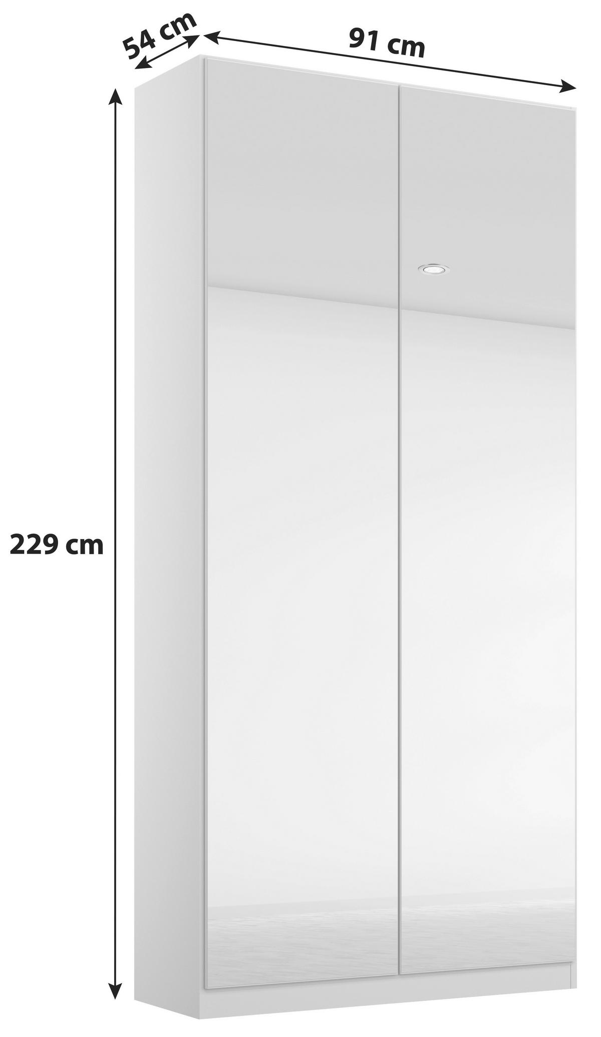 ŠATNÍ SKŘÍŇ S OTOČNÝMI DVEŘMI ALABAMA - barvy stříbra/světle šedá, Moderní, kompozitní dřevo (91/229/54cm)