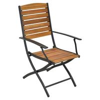 Gartenklappsessel-Set Santorin - Graphitfarben/Naturfarben, MODERN, Holz/Metall (55/97/61cm) - Gardenson