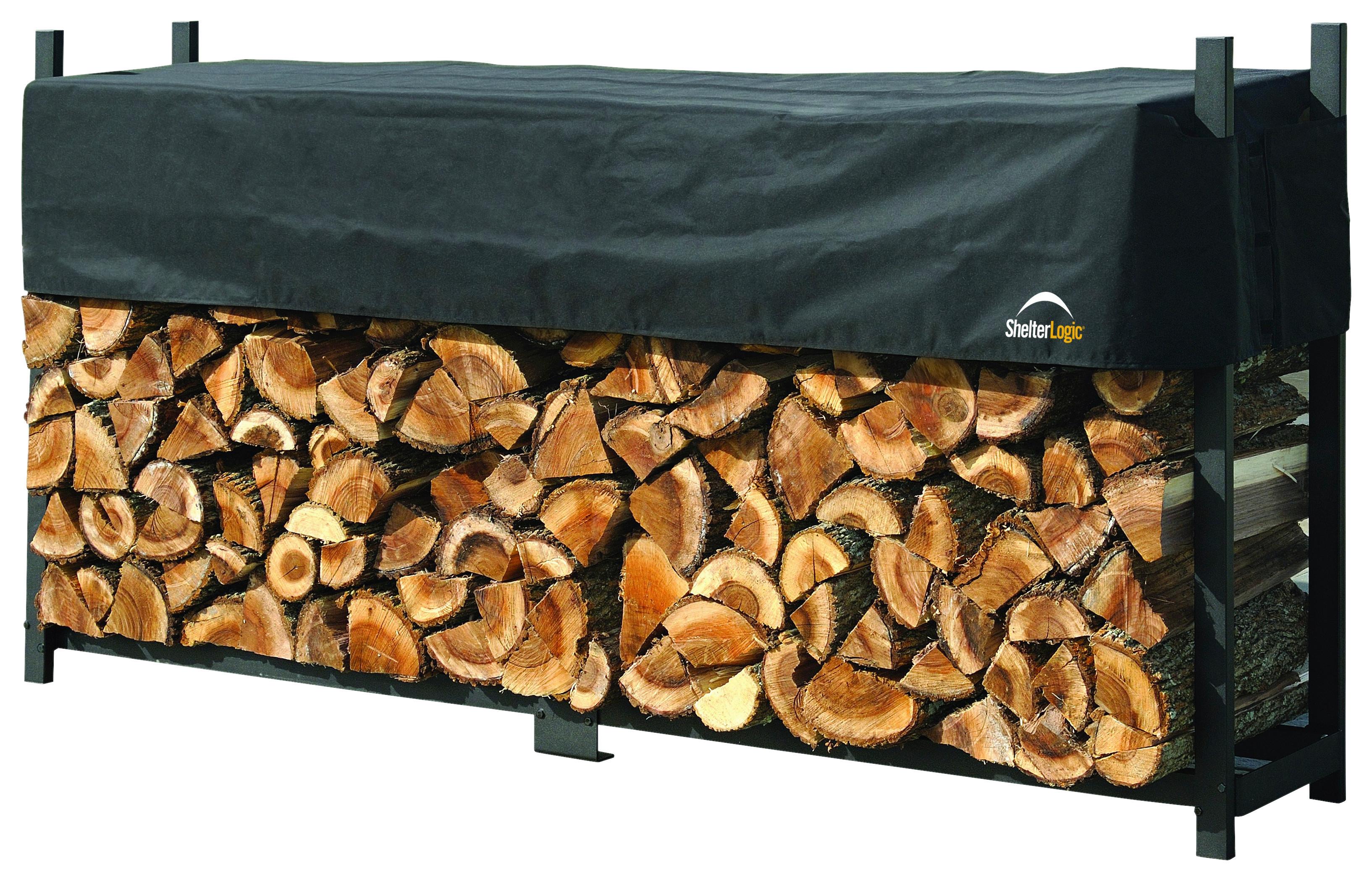 Regál na drevo 239cm - čierna, Basics, kov (239/119/36cm)