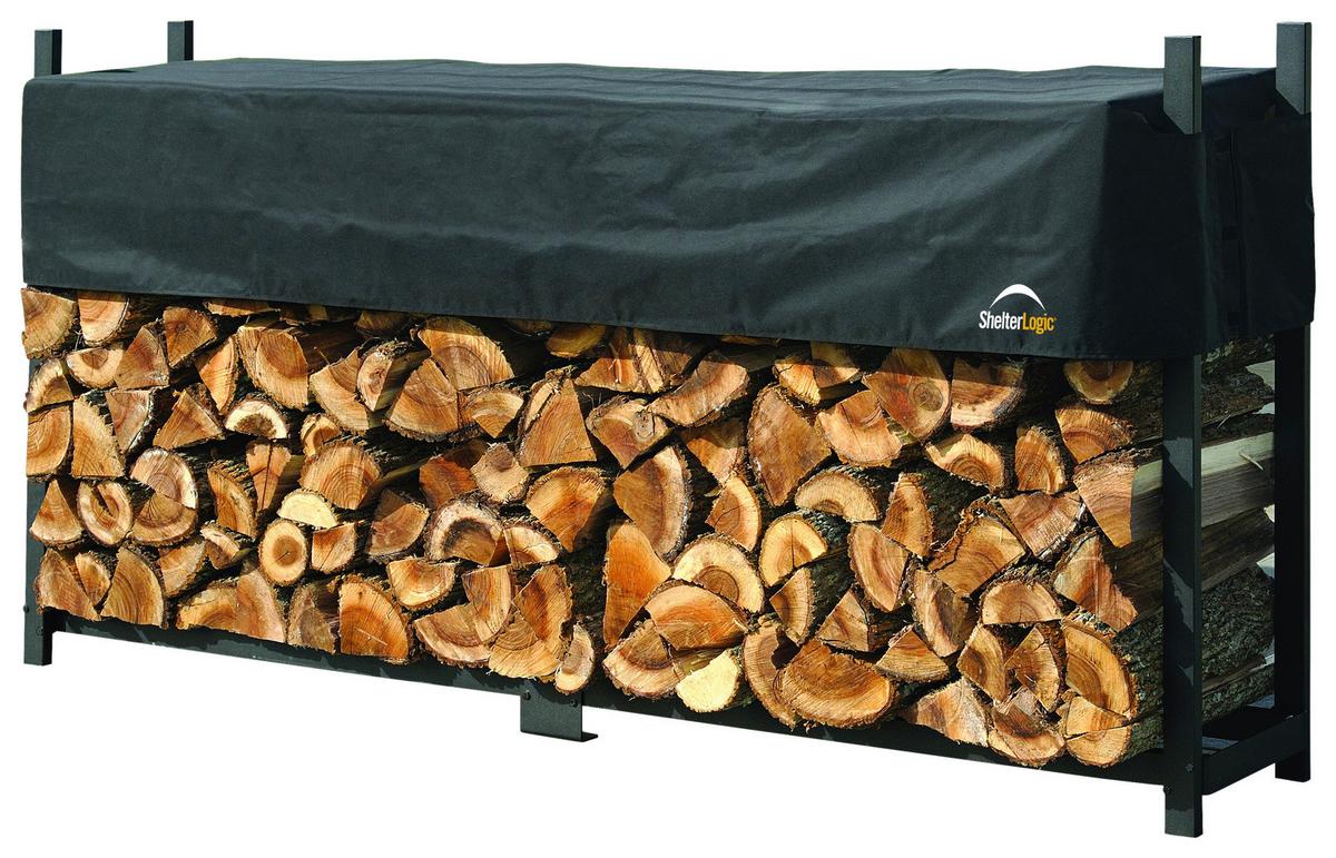 Regál na drevo 239cm - čierna, Basics, kov (239/119/36cm)