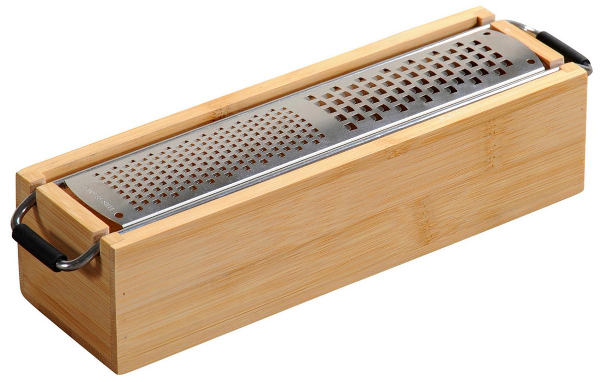 Käsereibe 25cm Bambus Echtholz Auffangbehälter - Basics, Holz/Metall (25/5,60/6,20cm) - Kesper