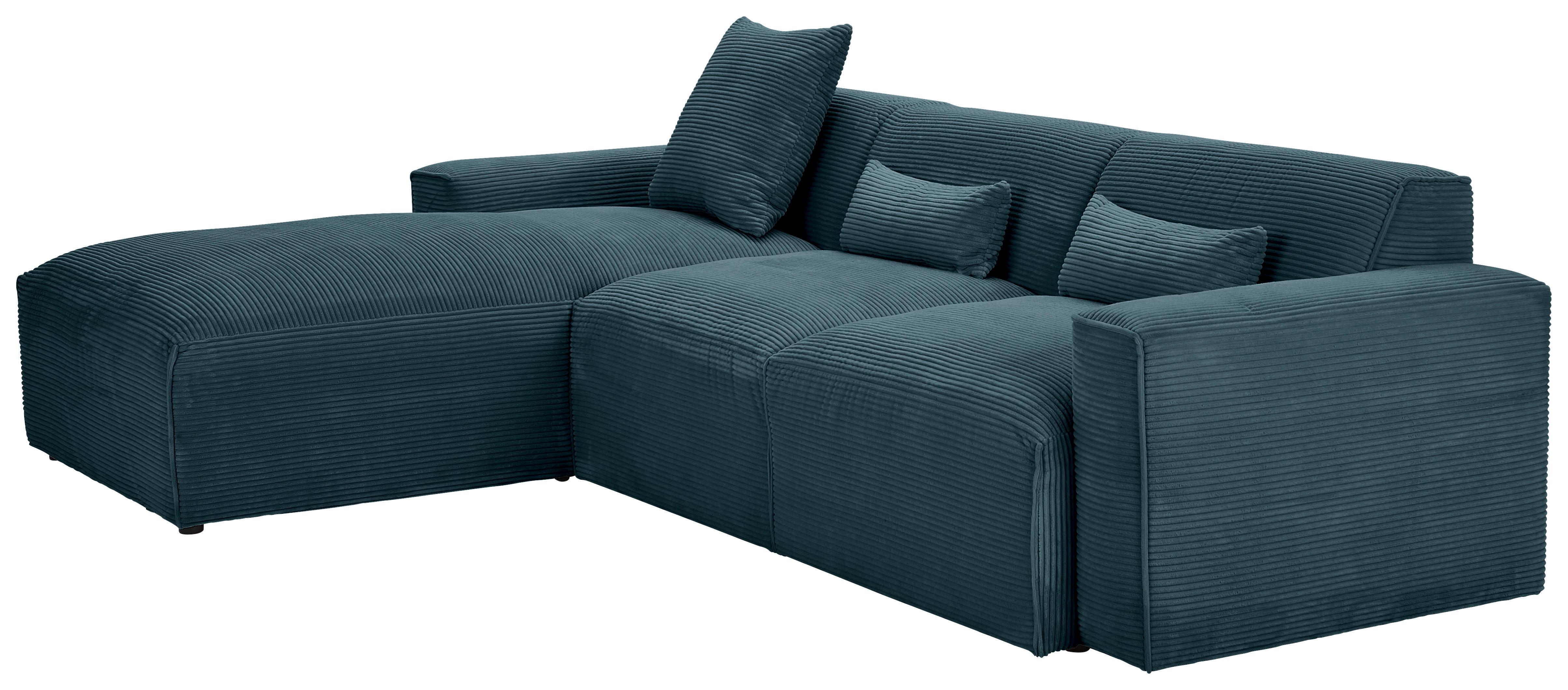 Ecksofa Pearl - Petrol/Schwarz, Design, Textil (196/303cm) - Livetastic