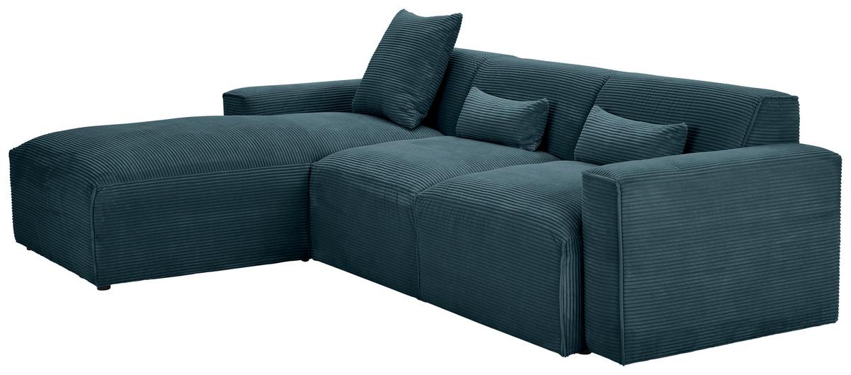 Ecksofa Pearl - Petrol/Schwarz, Design, Textil (196/303cm) - Livetastic