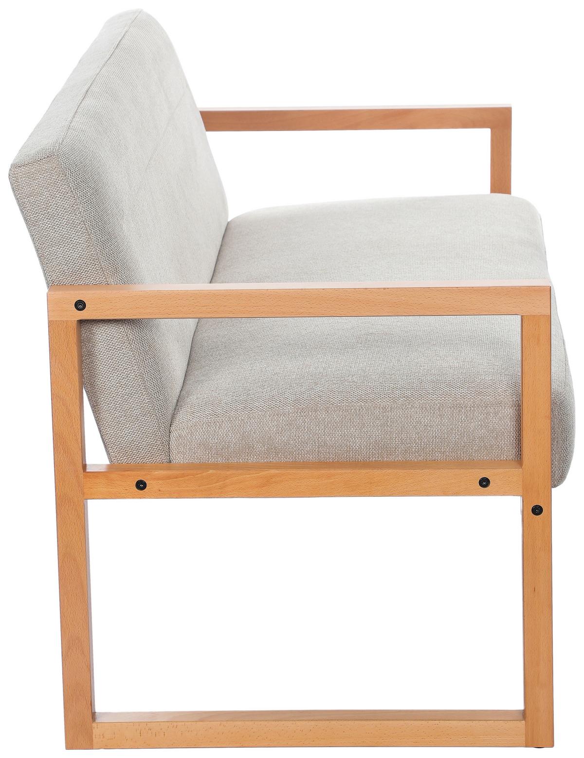 Dvojmiestna pohovka MALMÖ, svetlosivá, bukový masív - prírodná farba/svetlosivá, Modern, drevo/textil (120/75/69cm) - Mömax