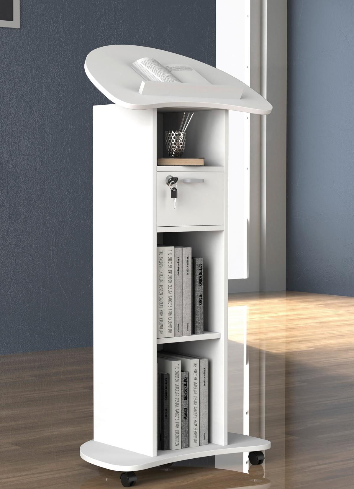 Stehpult Redola M B: 56 Cm Weiß - Weiß, MODERN, Holzwerkstoff (56/110/37cm) - MID.YOU