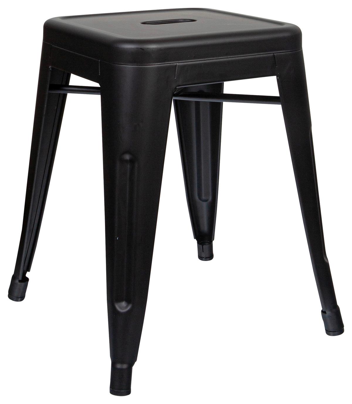 Hocker Vantaggio Brush Stahl Schwarz H: 46 cm Stapelbar - Schwarz, Basics, Metall (39/46/39cm) - MID.YOU