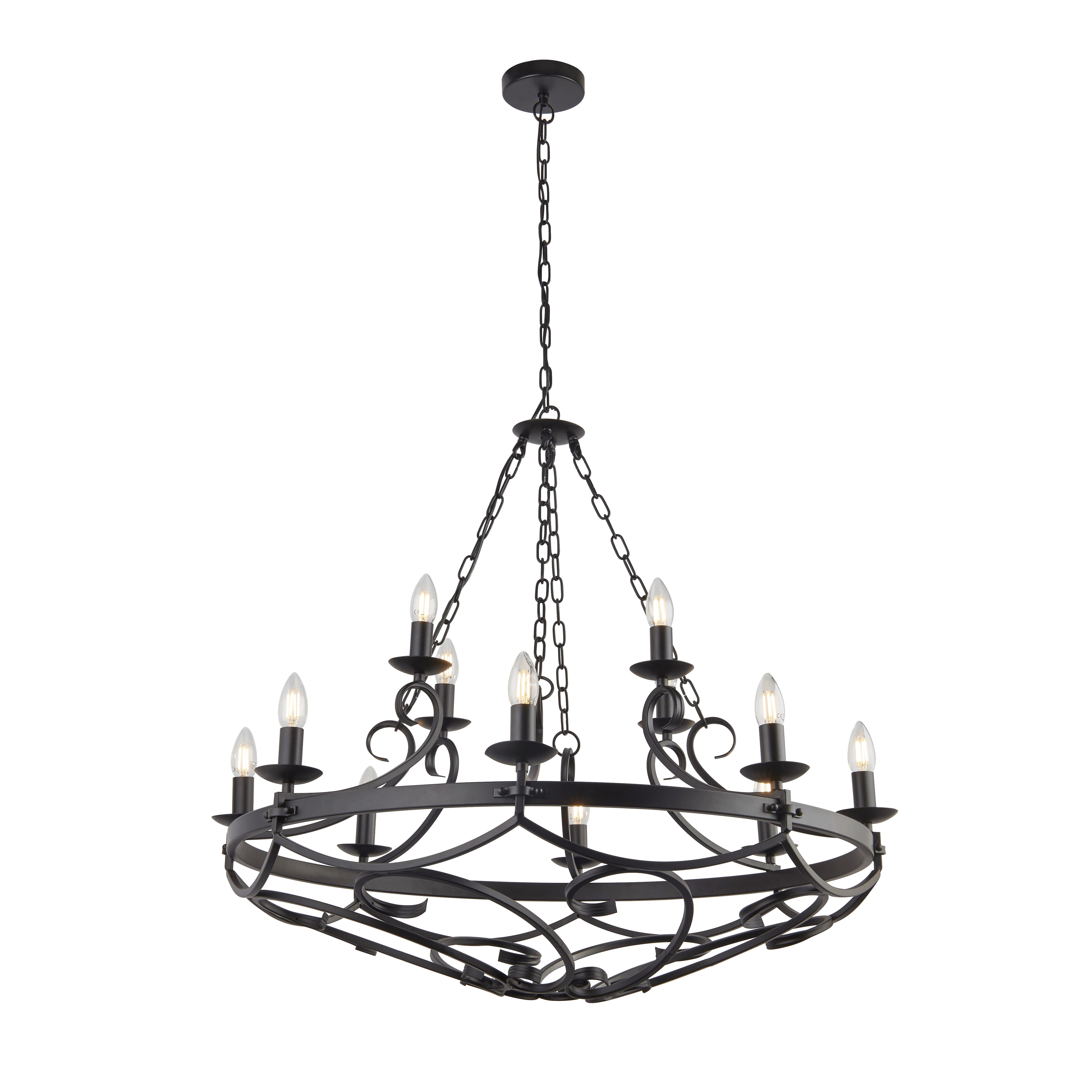 Csillár 8912-12bk Cartwheel Iii - fekete, Konventionell, fém (89cm) - Searchlight