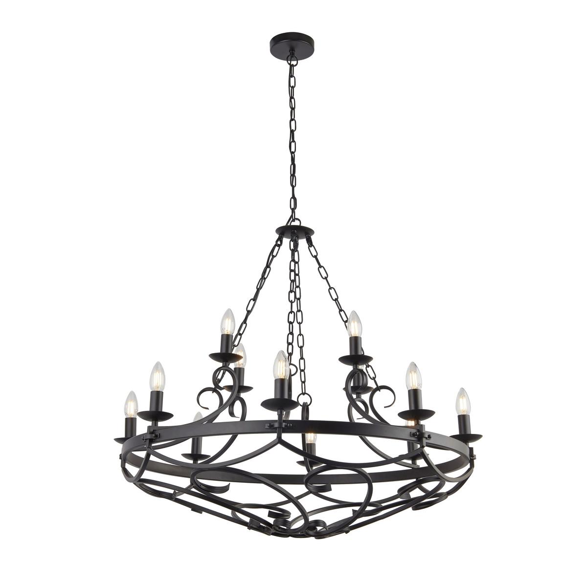 Csillár 8912-12bk Cartwheel Iii - fekete, Konventionell, fém (89cm) - Searchlight