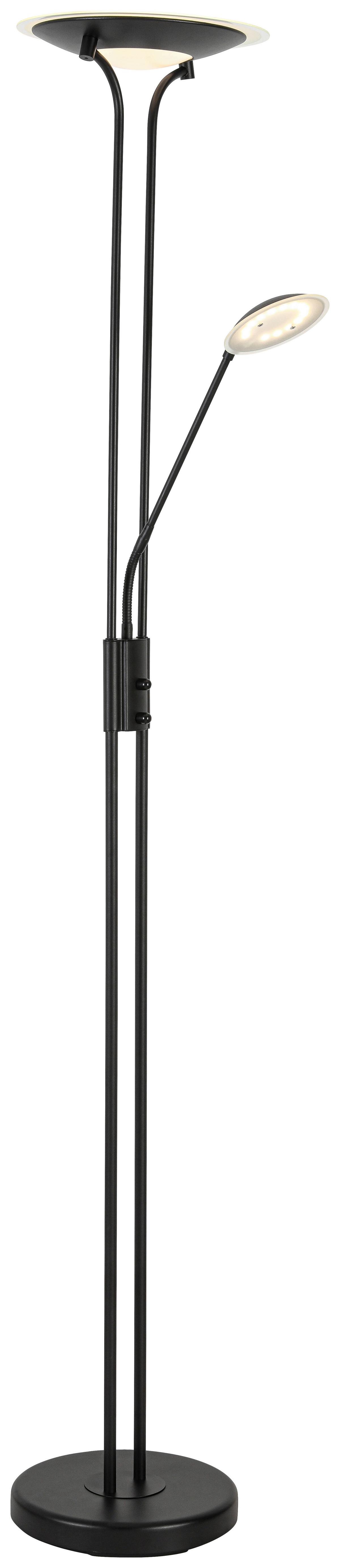 Stehlampe Robert Schwarz Mit Leselampe - Schwarz, MODERN, Glas/Kunststoff (30/180cm) - Luca Bessoni