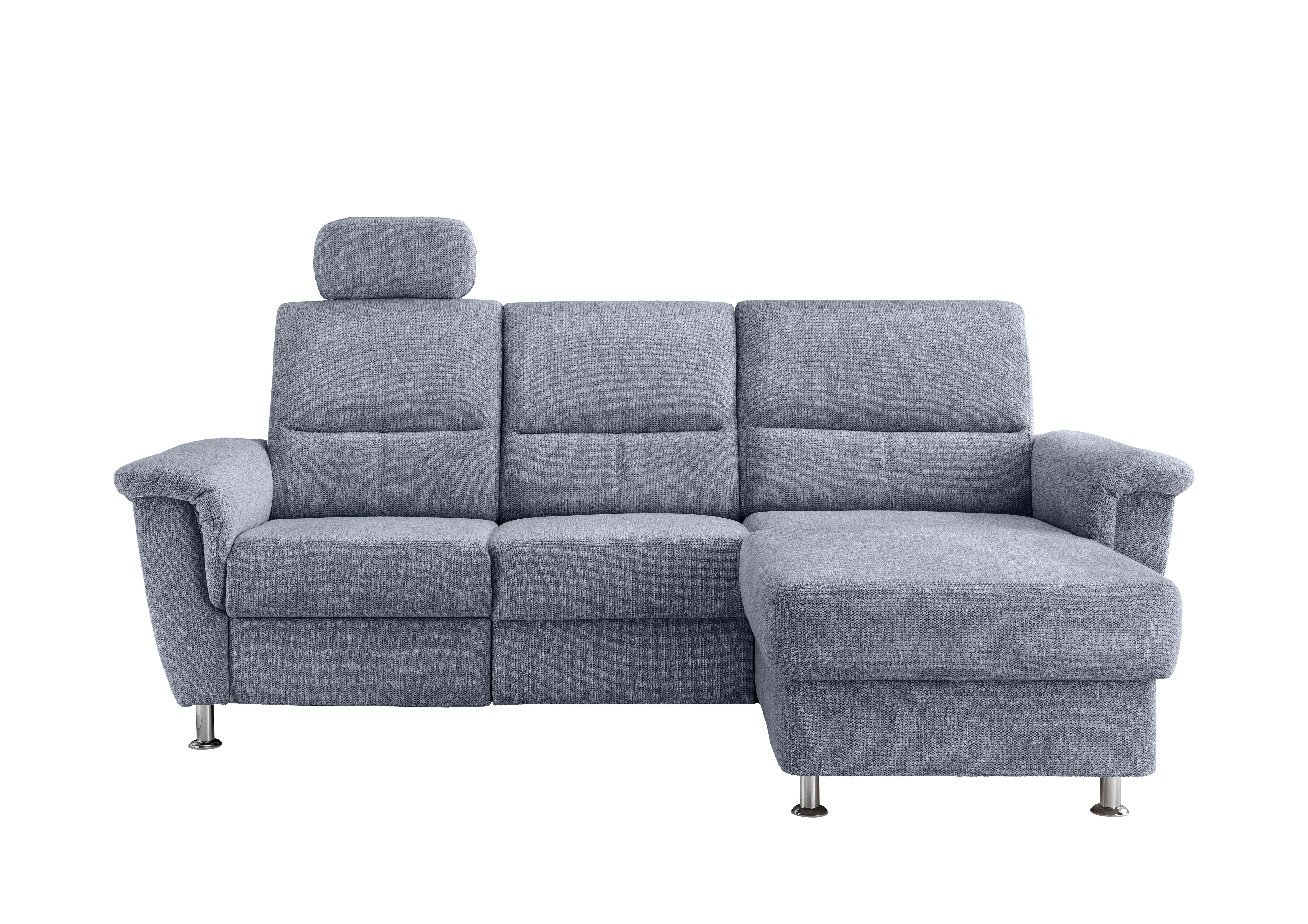 Ecksofa mit Relaxfunktion Parole Hellblau Chenille - Chromfarben/Hellblau, MODERN, Textil (231/165cm) - Livetastic