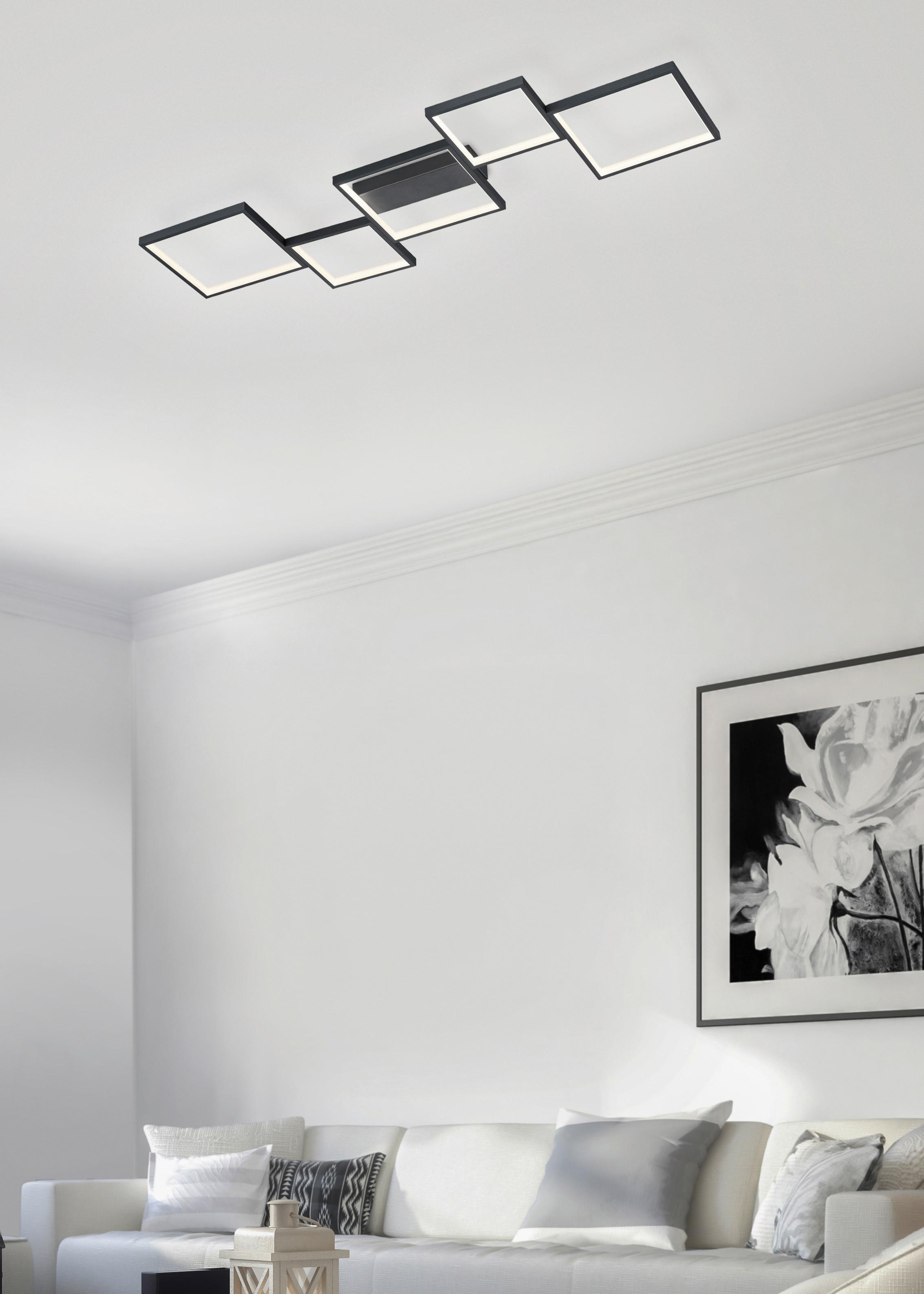 LED-Deckenleuchte, 3000k 627710532 Sorrento - Schwarz/Weiß, Basics, Kunststoff/Metall (120,5/6,0/48,5cm) - Trio Leuchten