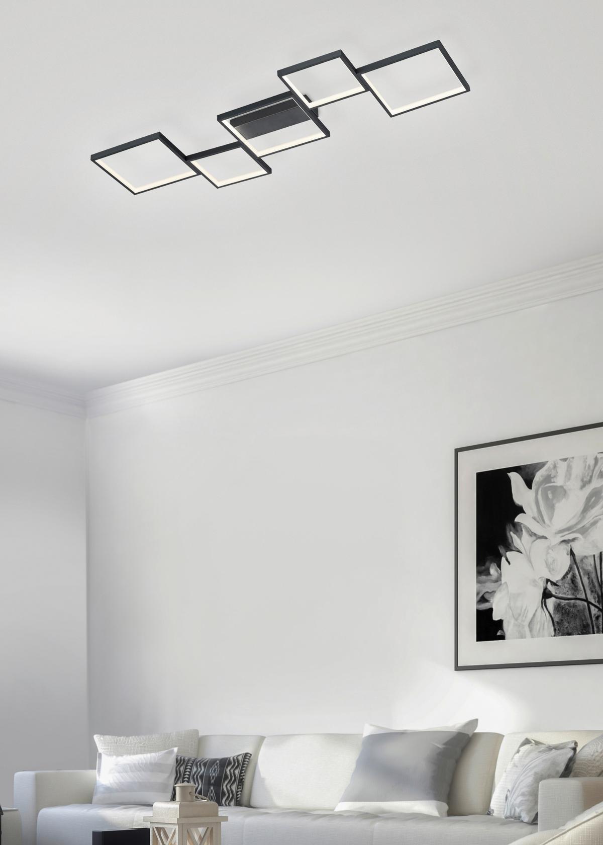 LED-Deckenleuchte, 3000k 627710532 Sorrento - Schwarz/Weiß, Basics, Kunststoff/Metall (120,5/6,0/48,5cm) - Trio Leuchten