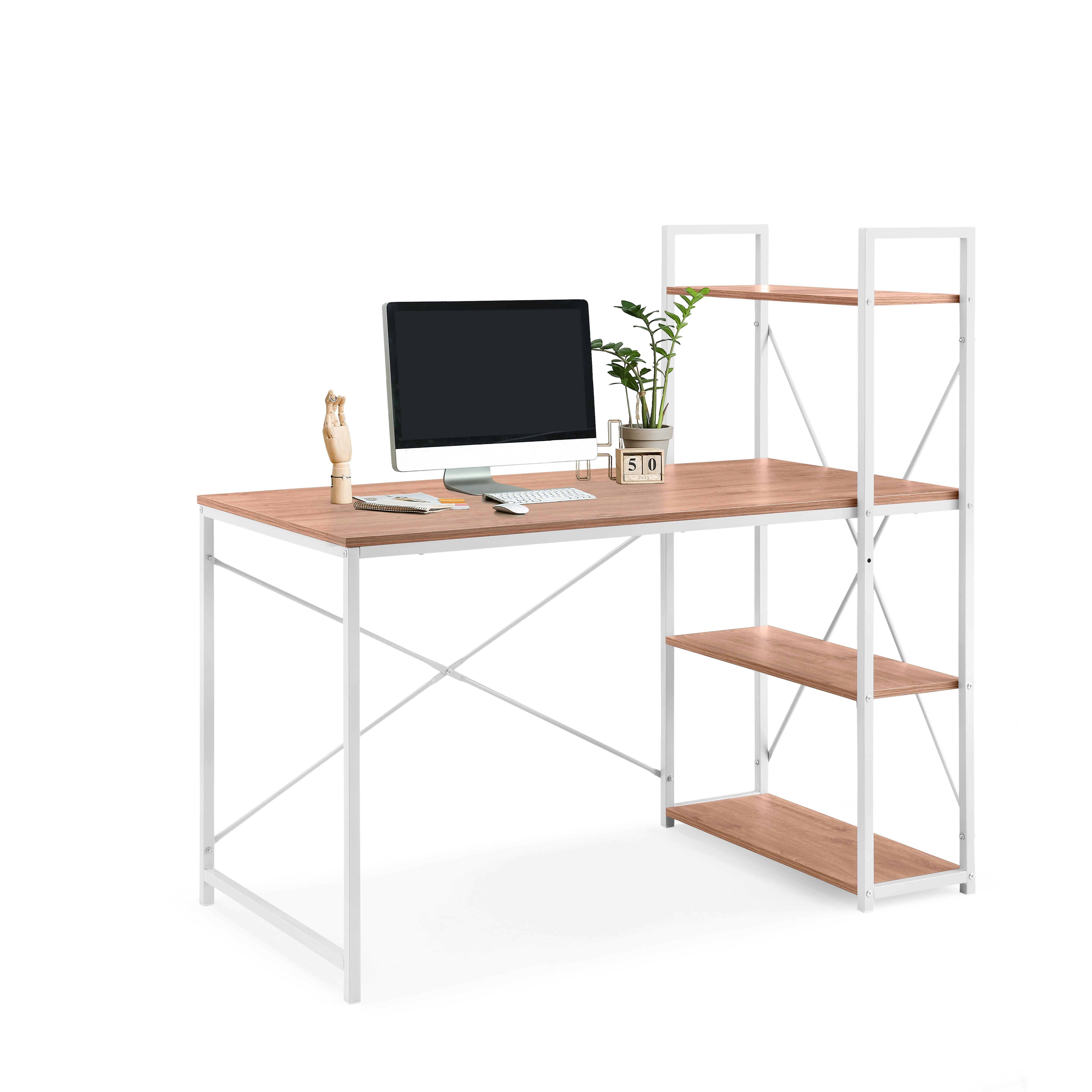 Computertisch Easy Up Weiß/Eichefarben L: 120cm - Eichefarben/Weiß, MODERN, Holz/Metall (120/60/72,5cm) - MID.YOU