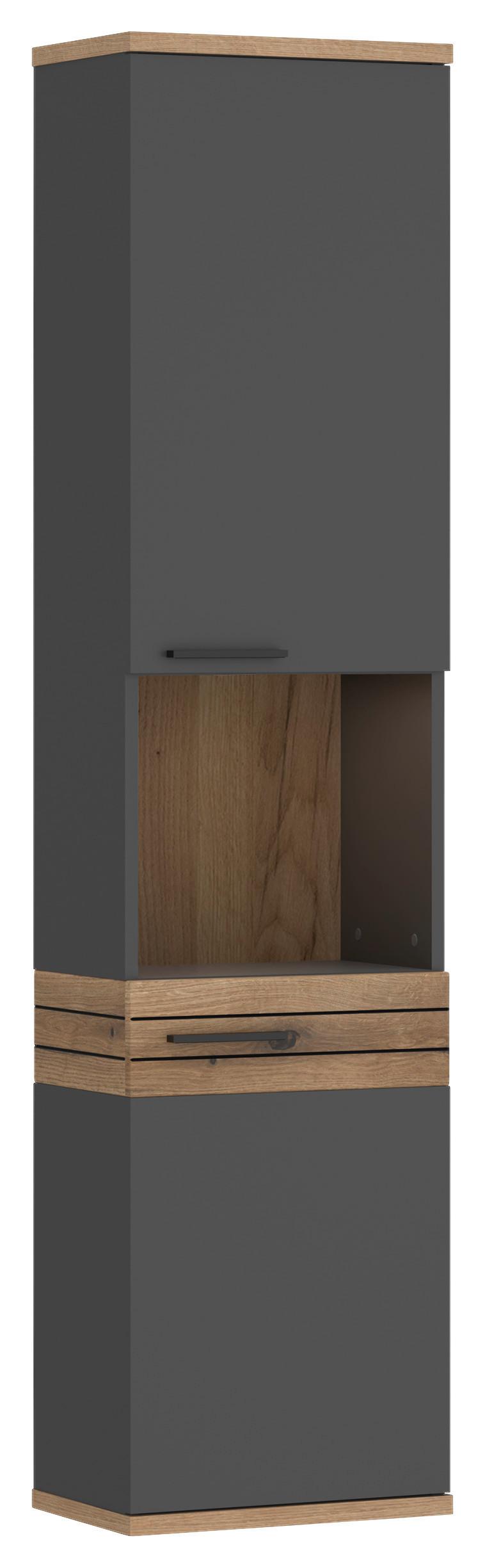 Hochschrank Cotia Cotls 2 - Eichefarben/Anthrazit, MODERN, Holzwerkstoff (40/170/30cm) - James Wood