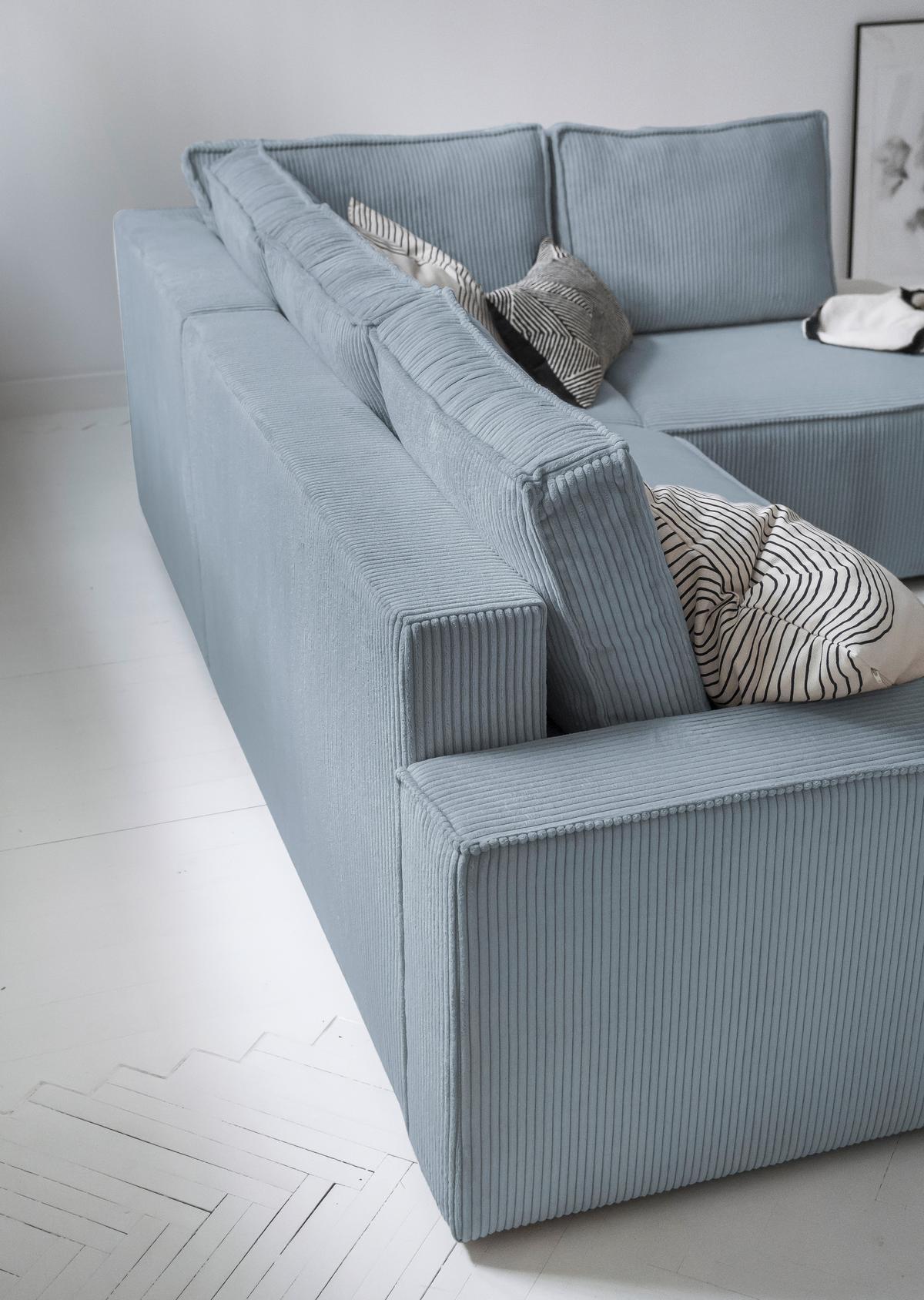 Sedačka OLIVER, pravá, světle šedá barva - černá/světle šedá, Design, textil/plast (247/194cm) - MID.YOU