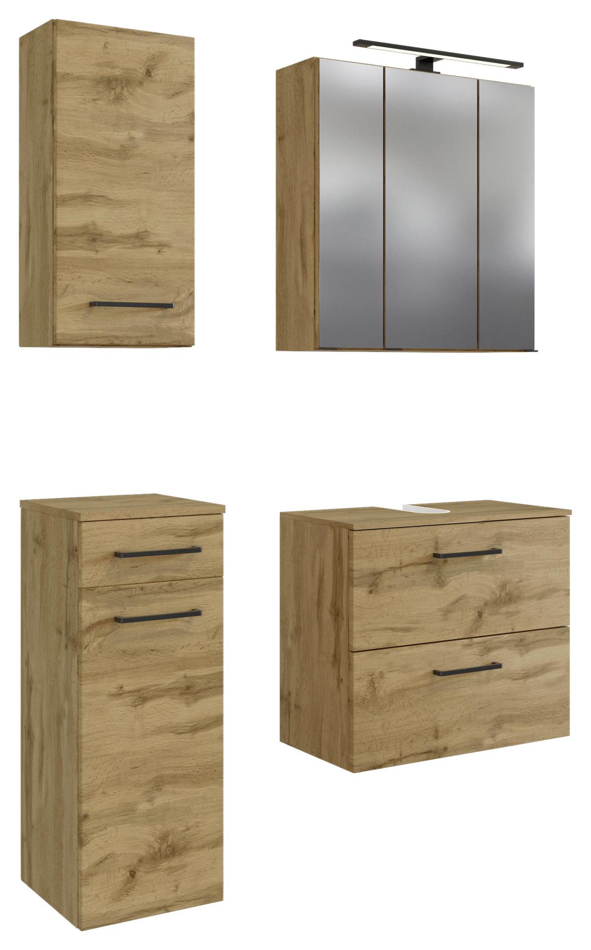 Badmöbel-Set Manchester B: 90 cm Eiche Wotan Dekor - Eichefarben, MODERN, Holzwerkstoff (90cm) - Held