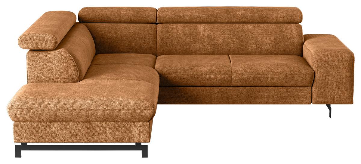 Ecksofa mit Bettkasten Emma Cognac 215x262 cm - Cognac/Schwarz, Textil (215/262cm) - MID.YOU