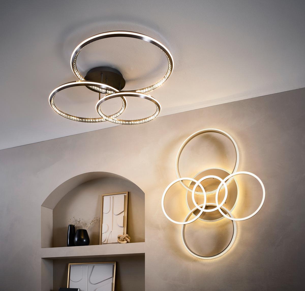 STROPNÉ LED SVIETIDLO LORELEI - číra/šampanská, Design, kov/plast (110/88/12cm) - Globo