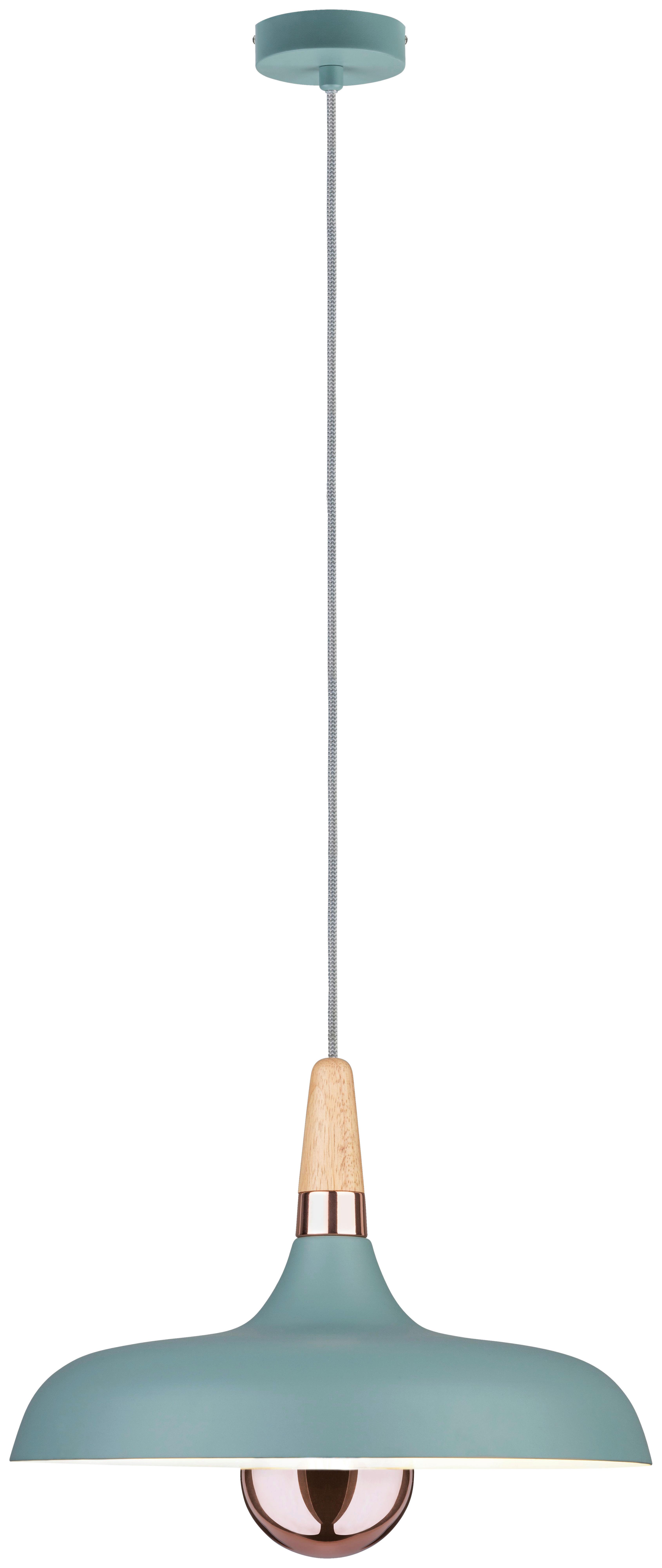 Hängeleuchte Juna H: 145,5 Cm 1-Flammig, Mintgrün, Dimmbar - Mintgrün/Kupferfarben, Design, Holz/Metall (34,2/145,5cm) - Paulmann
