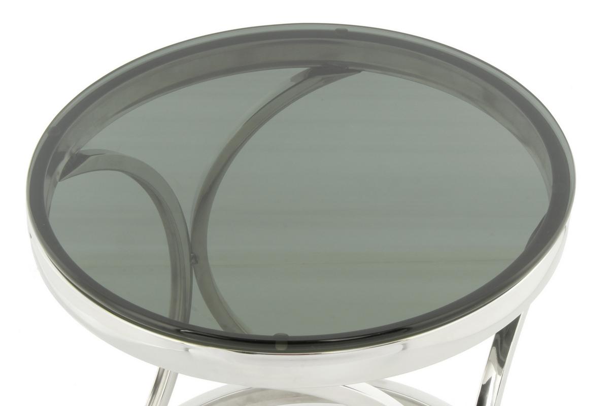 Beistellitsch mit Glasplatte Weyda, Silber/Schwarz - Silberfarben/Schwarz, Basics, Glas/Metall (40/40/42cm) - Kayoom