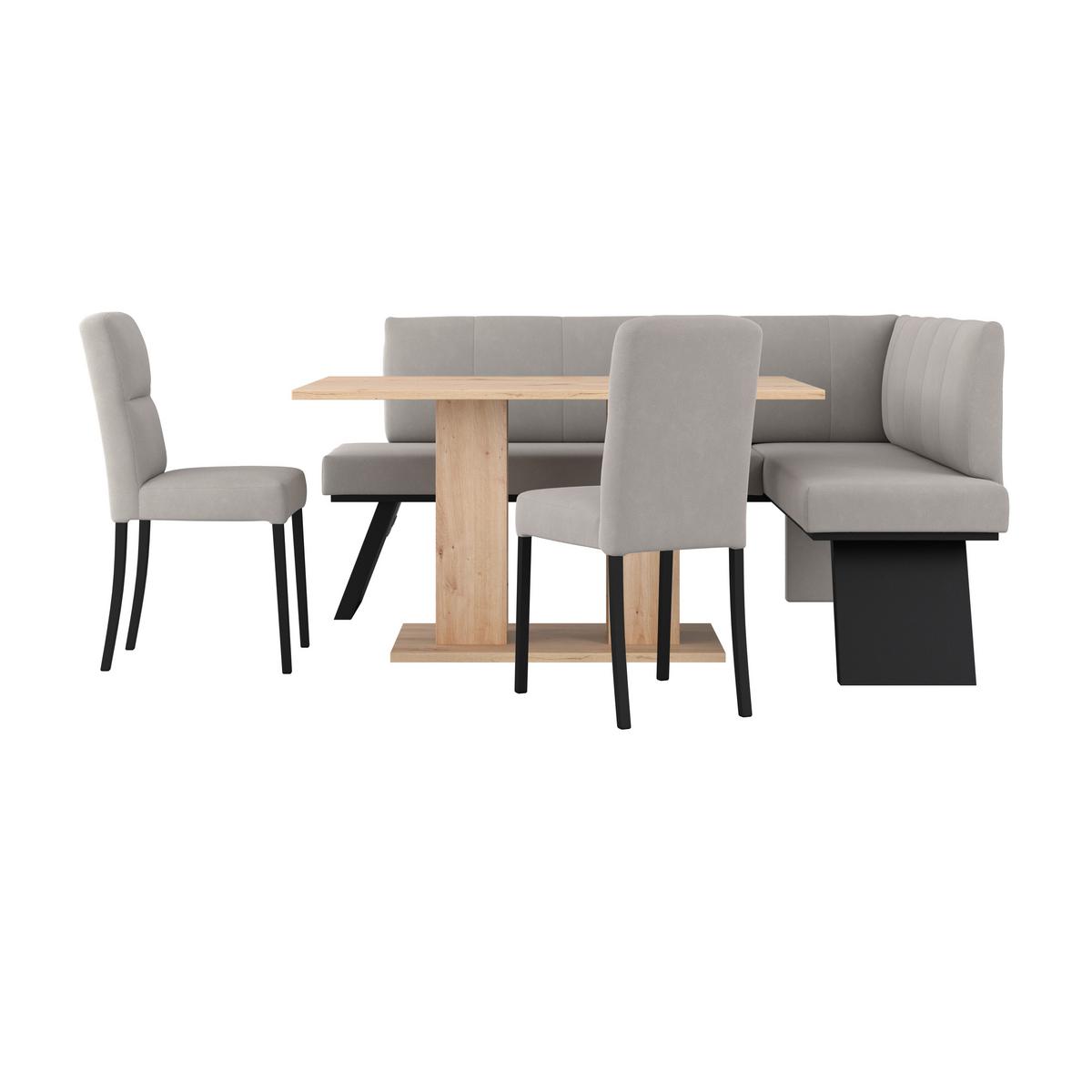 Eckbank Grau Emma II 185x150 cm - Beige/Schwarz, KONVENTIONELL, Holzwerkstoff/Textil (185/150cm)