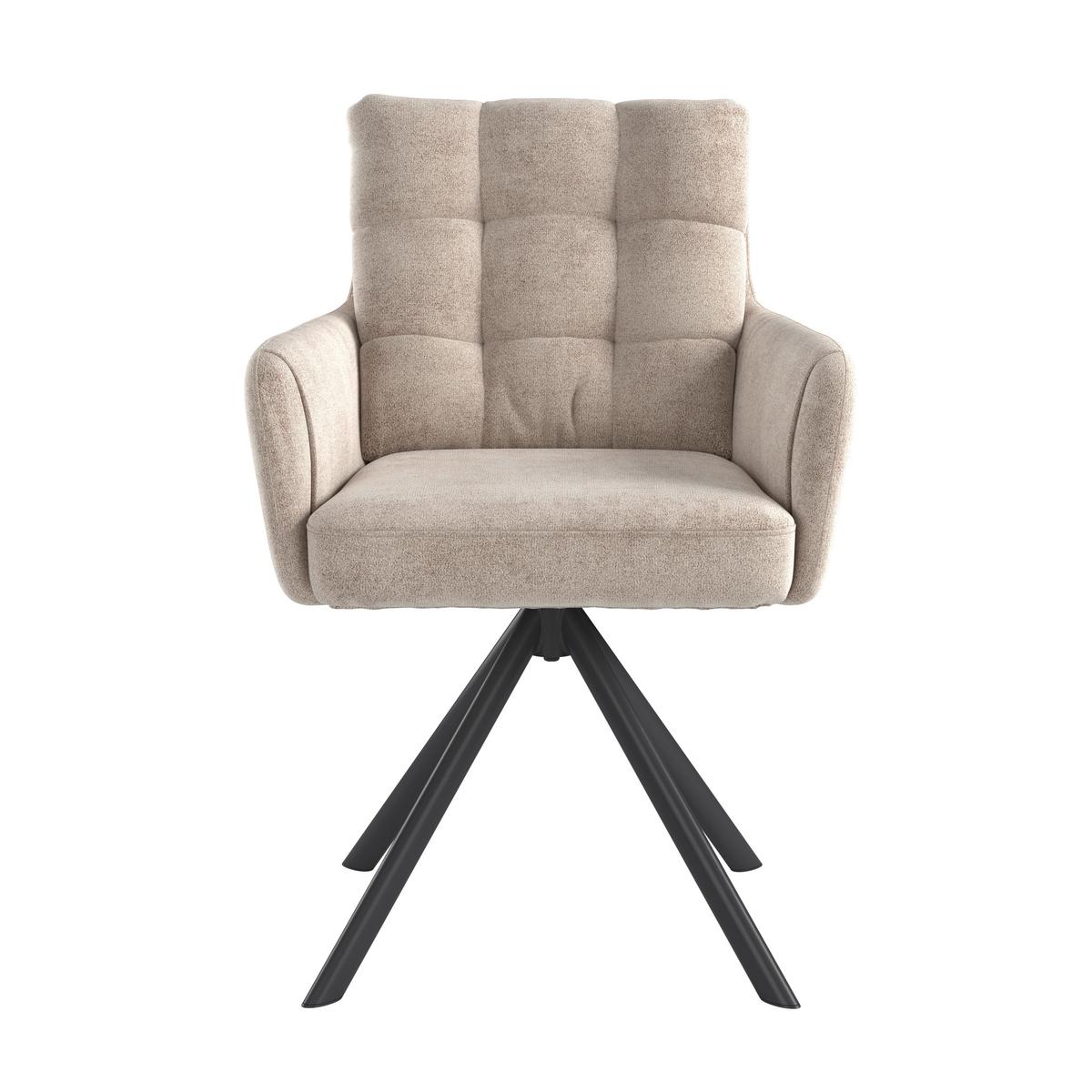 Armlehnstuhl Susan Braun Schwarz/Sitzfläche 360°drehbar - Schwarz/Braun, KONVENTIONELL, Holz/Textil (59/90/66cm)