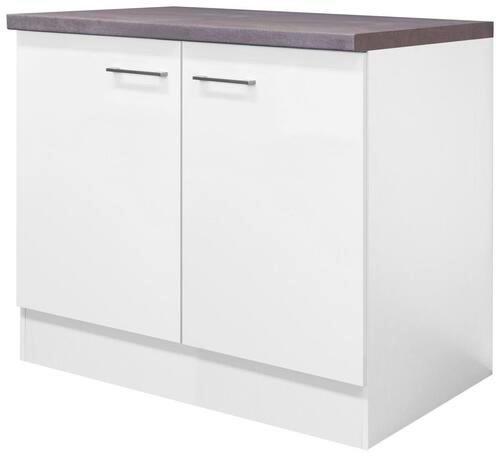 Kuchynská skrinka bez drezu Neo biela - biela/farba ušľachtilej ocele, Modern, kov/kompozitné drevo (100/86/60cm) - FlexWell