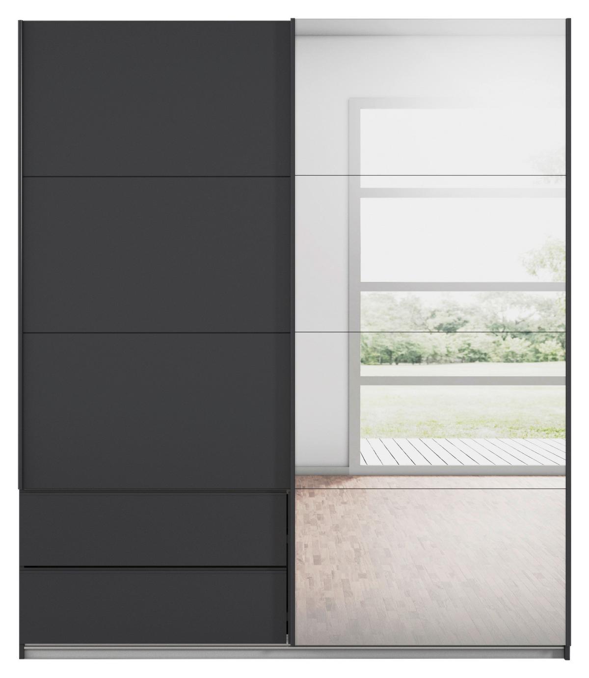 Schwebetürenschrank Karpo - Grau, KONVENTIONELL, Holzwerkstoff (181/210/62cm)