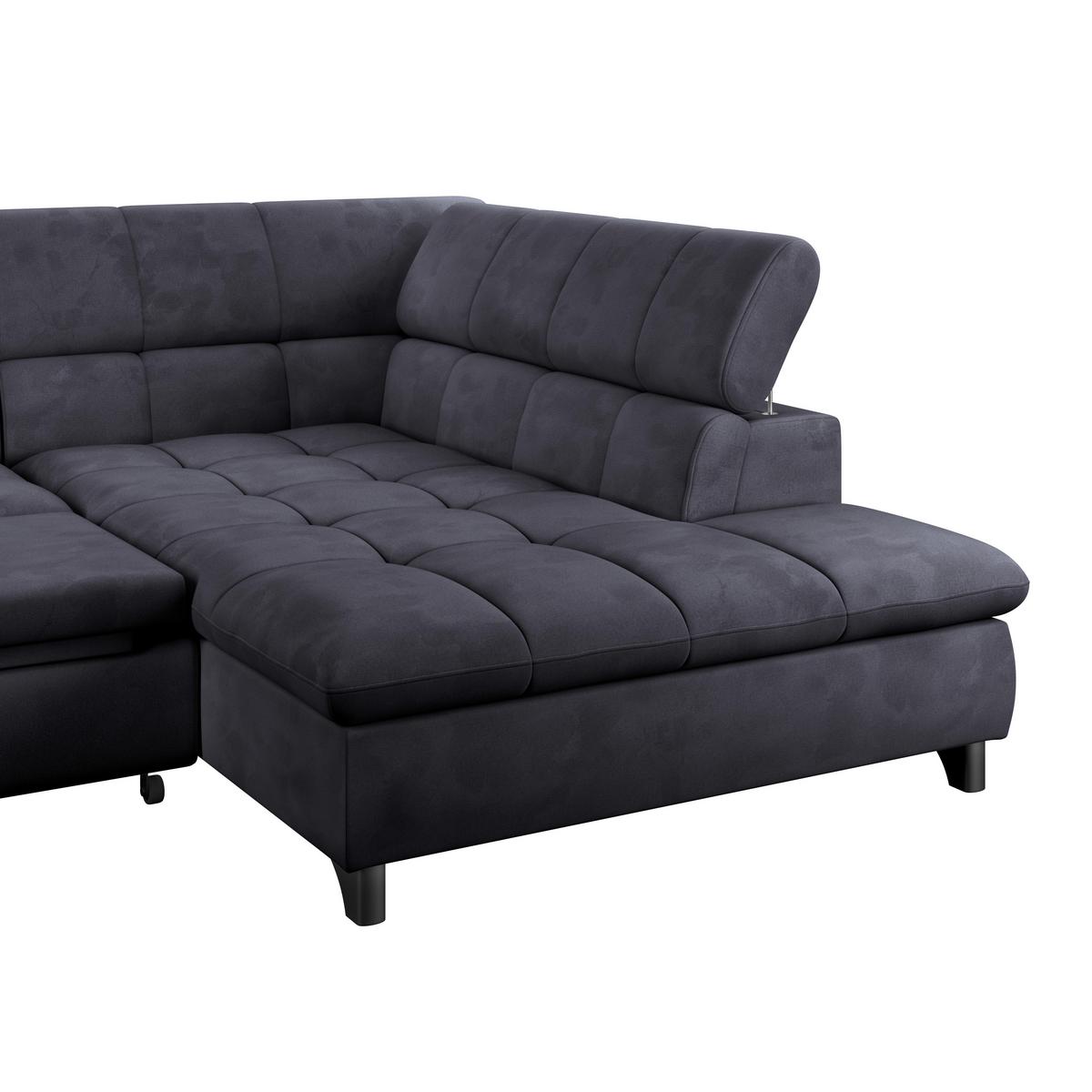 Ecksofa Gemini Dunkelblau, B: 312cm - Chromfarben/Dunkelblau, KONVENTIONELL, Textil (312/234cm)
