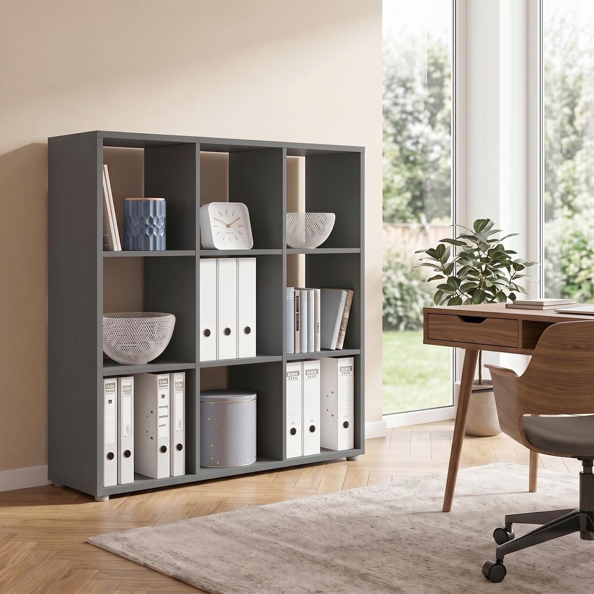 AKTENREGAL Nizza Anthrazit B: 106,5cm - Anthrazit/Silberfarben, MODERN, Holzwerkstoff (106,5/108,5/33cm) - MID.YOU