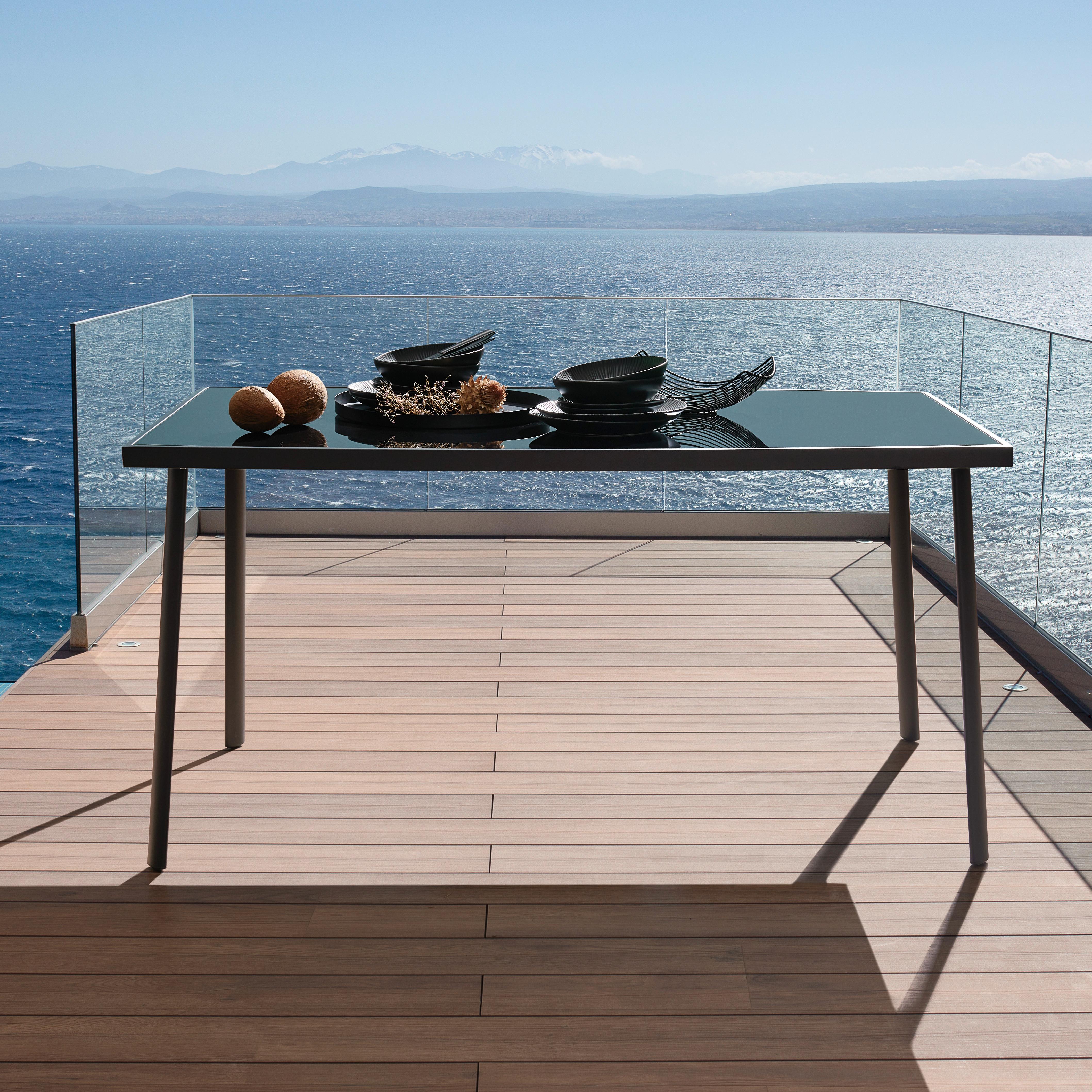 Gartentisch Nadine Metall/Glas L 148 cm - Anthrazit/Schwarz, MODERN, Glas/Metall (148/72/88cm) - Luca Bessoni