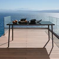 Gartentisch Nadine Metall/Glas L 148 cm - Anthrazit/Schwarz, MODERN, Glas/Metall (148/72/88cm) - Luca Bessoni