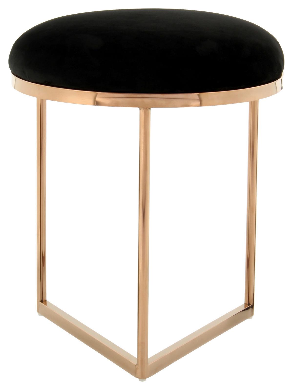 Hocker Wynona 325 Schwarz/Rosegold D: 40 cm - Roségold/Schwarz, Design, Textil (40/49cm) - Kayoom
