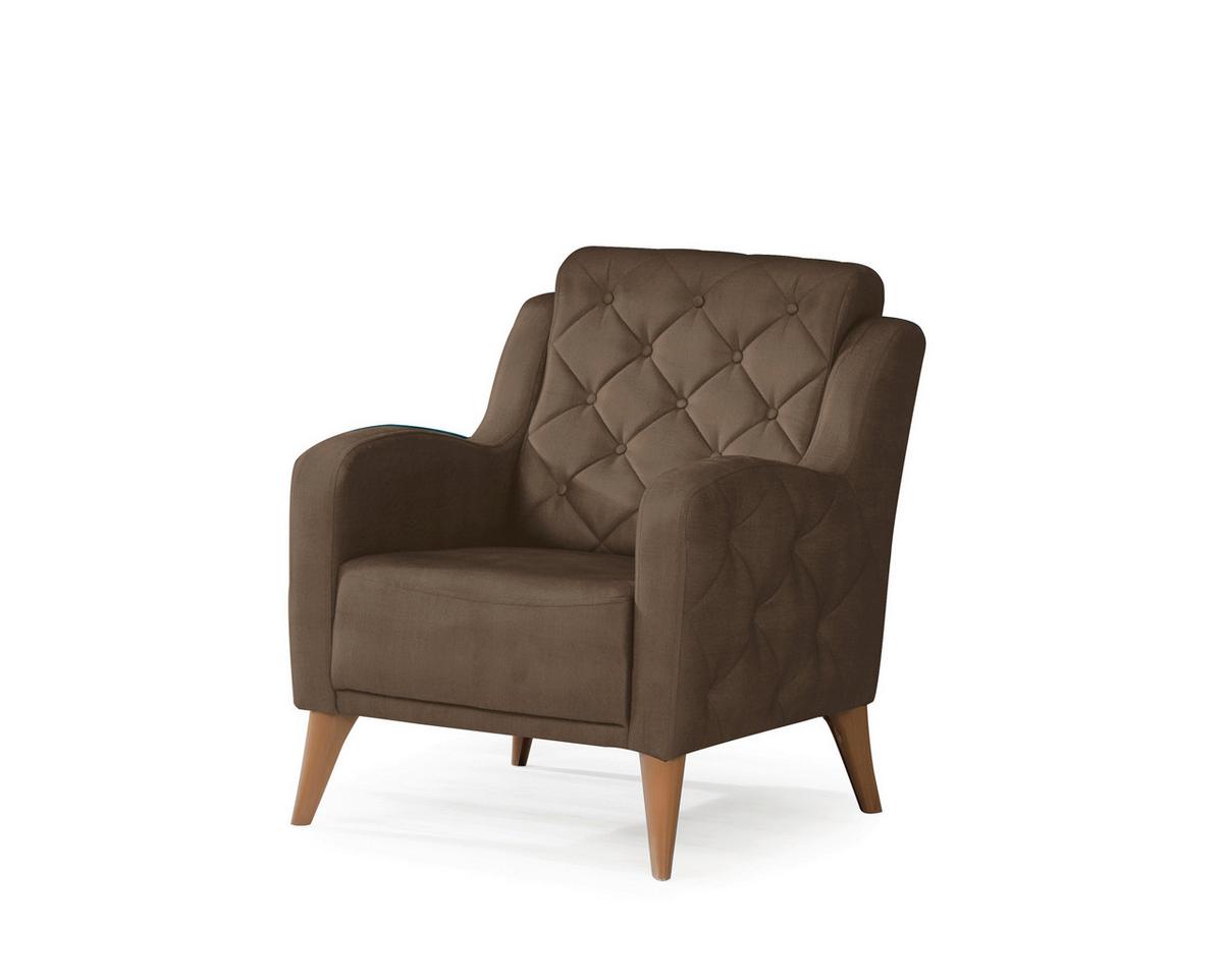 Polstersessel Leton Webstoff Braun - Hellbraun/Braun, Design, Textil (75/76/92cm) - Livetastic