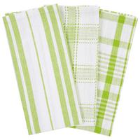 Geschirrtücher Valentina Baumwolle 3er-Set Grün/Weiß - Grün, MODERN, Textil (50/70cm) - Luca Bessoni