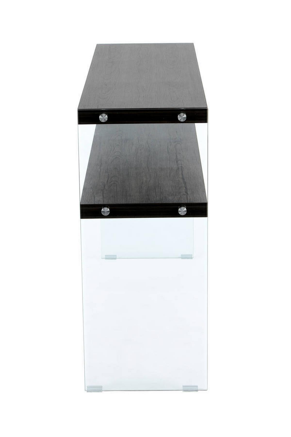Beistelltisch mit Ablage Elementary Hellbraun - Klar/Braun, Basics, Glas/Holzwerkstoff (32/110/75cm) - Kayoom