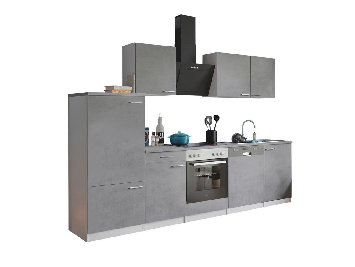 Küchenblock Malia B: 280 Cm Grau, Mit Geräte - Weiß/Grau, Basics, Holzwerkstoff (280cm) - Respekta