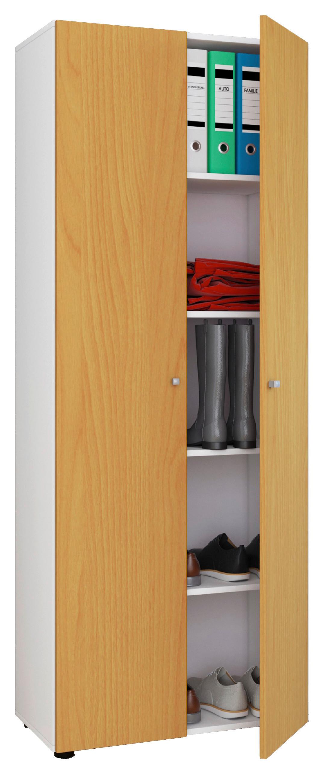 Mehrzweckschrank Vandol Weiß, Buche Dekor B: 70 cm - Buchefarben/Schwarz, Design, Holzwerkstoff (70/178/39cm) - MID.YOU