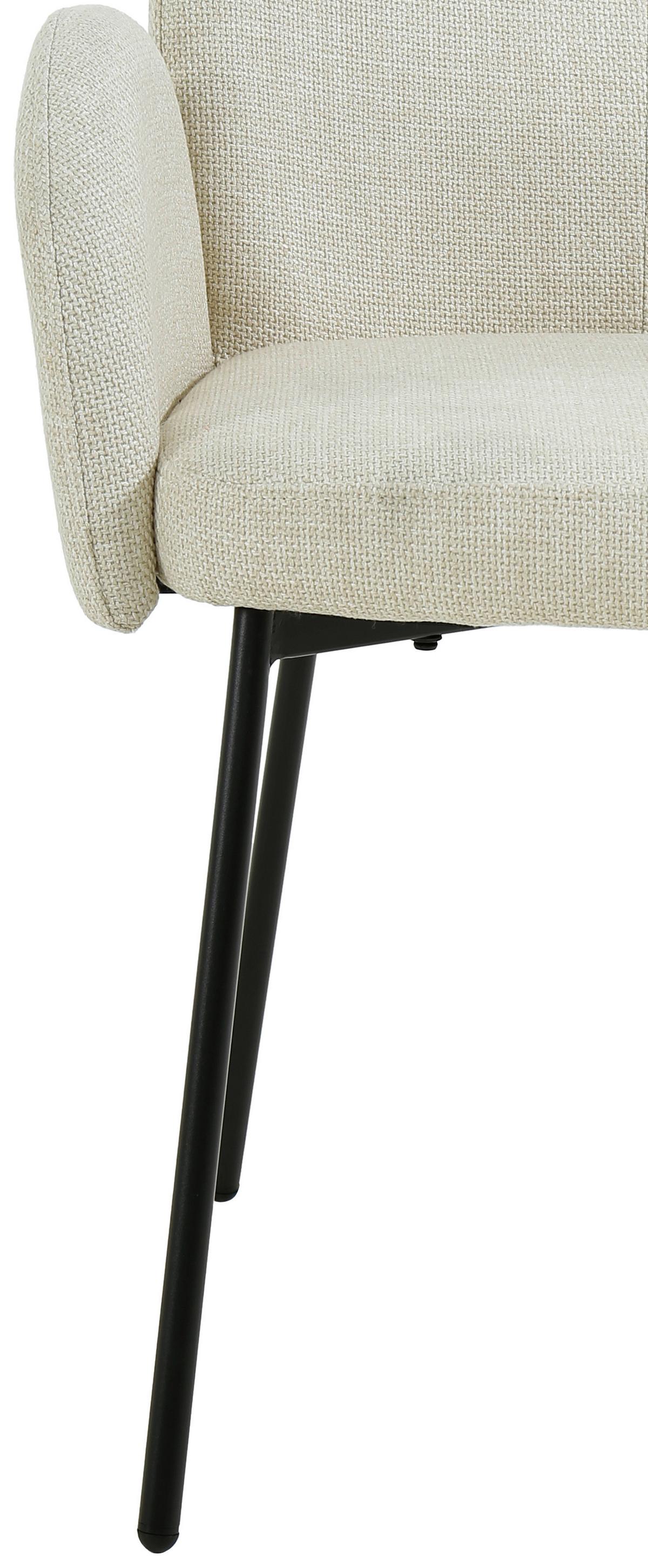 Armlehnstuhl Pauline Leinenoptik Beige, B: 62 Cm - Beige/Schwarz, KONVENTIONELL, Holz/Textil (62/85/64cm) - MID.YOU
