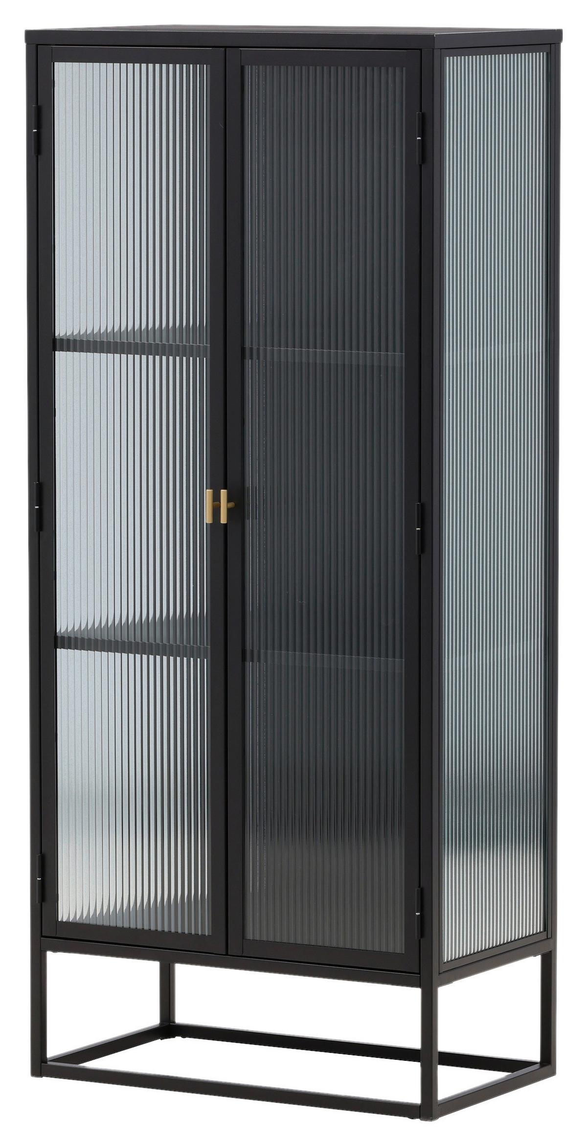 Highboard Garis - Schwarz, Design, Glas/Metall (70/160/40cm) - Livetastic