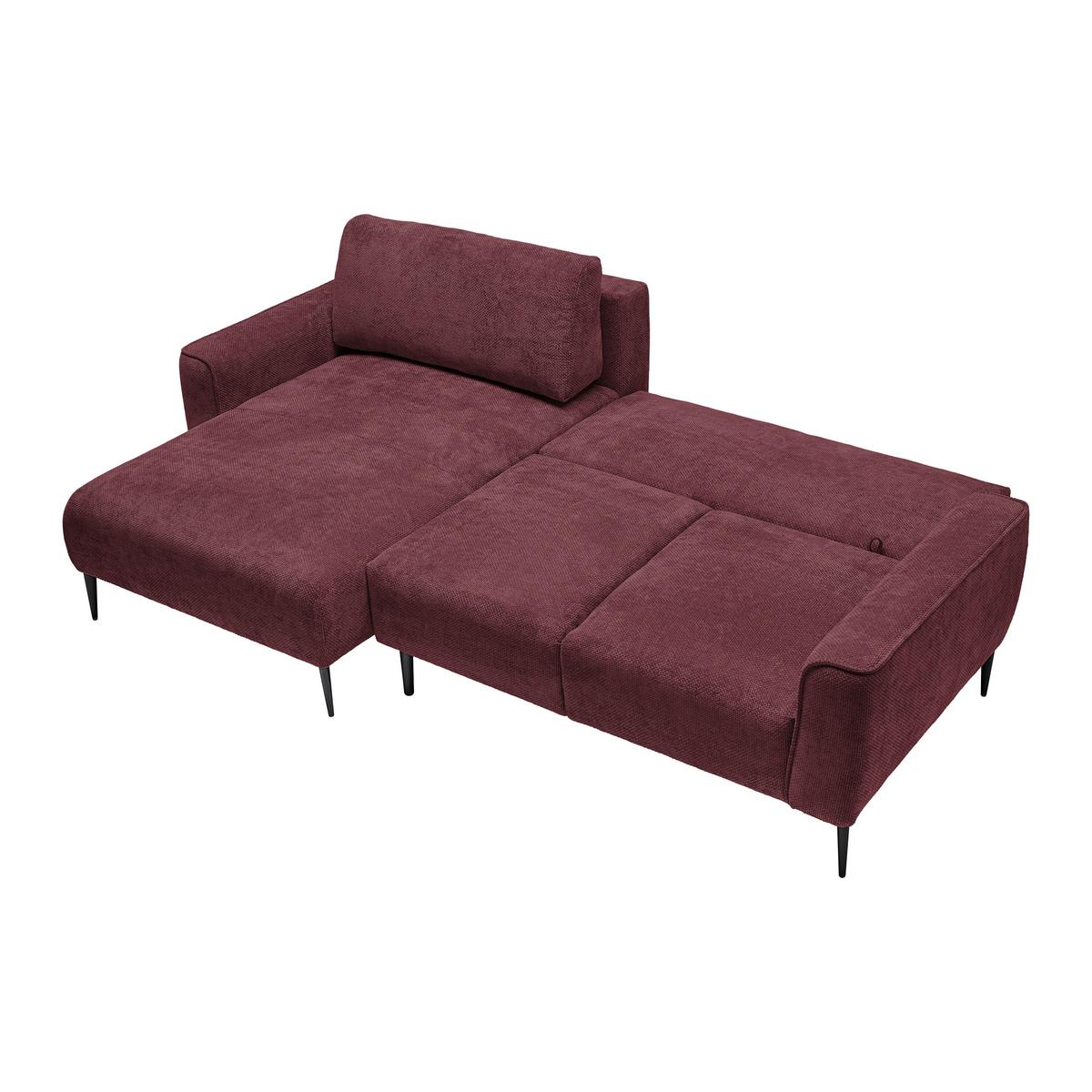 Rohová sedačka CUSTOM, ľavá, bordová ženilka - čierna/bordová, Modern, kov/textil (164/255cm) - Mömax