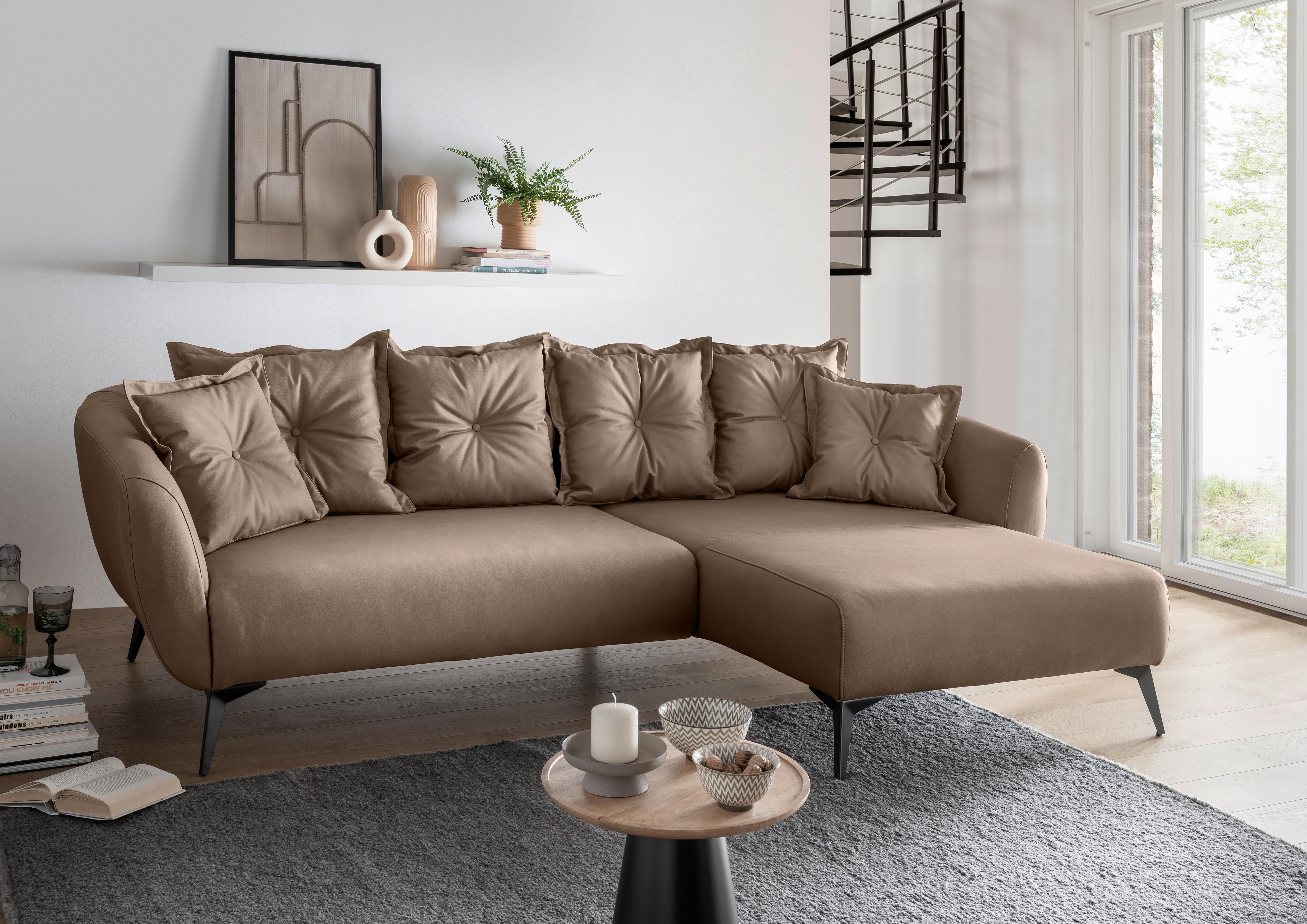 Ecksofa Baggio Braun S: 277x162 cm - Schwarz/Braun, MODERN, Textil (277/162cm) - Livetastic