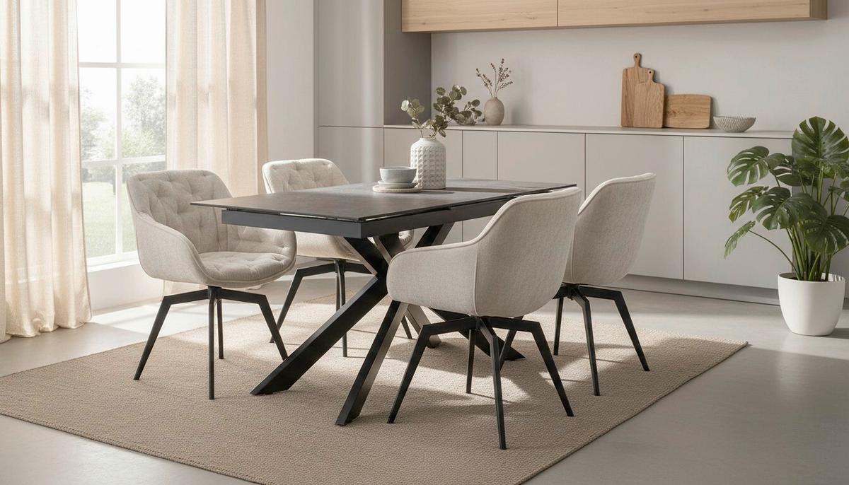 Esstisch ausziehbar Lotus Grau/Schwarz L: 168-210 cm - Schwarz/Grau, MODERN, Glas/Keramik (168-210/90/76cm) - P & B