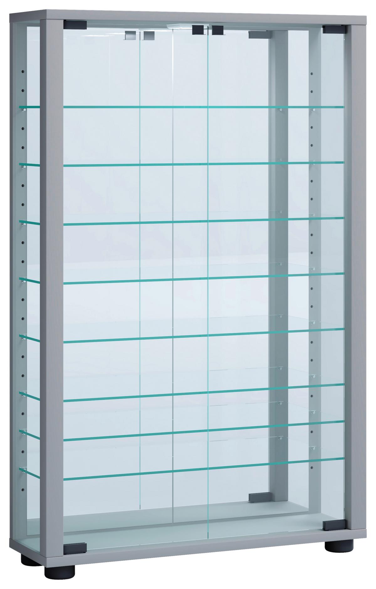 Vitrine Lumo Silberfarben B: 59 Cm - Silberfarben, MODERN, Glas/Holzwerkstoff (59/91,3/18cm) - MID.YOU