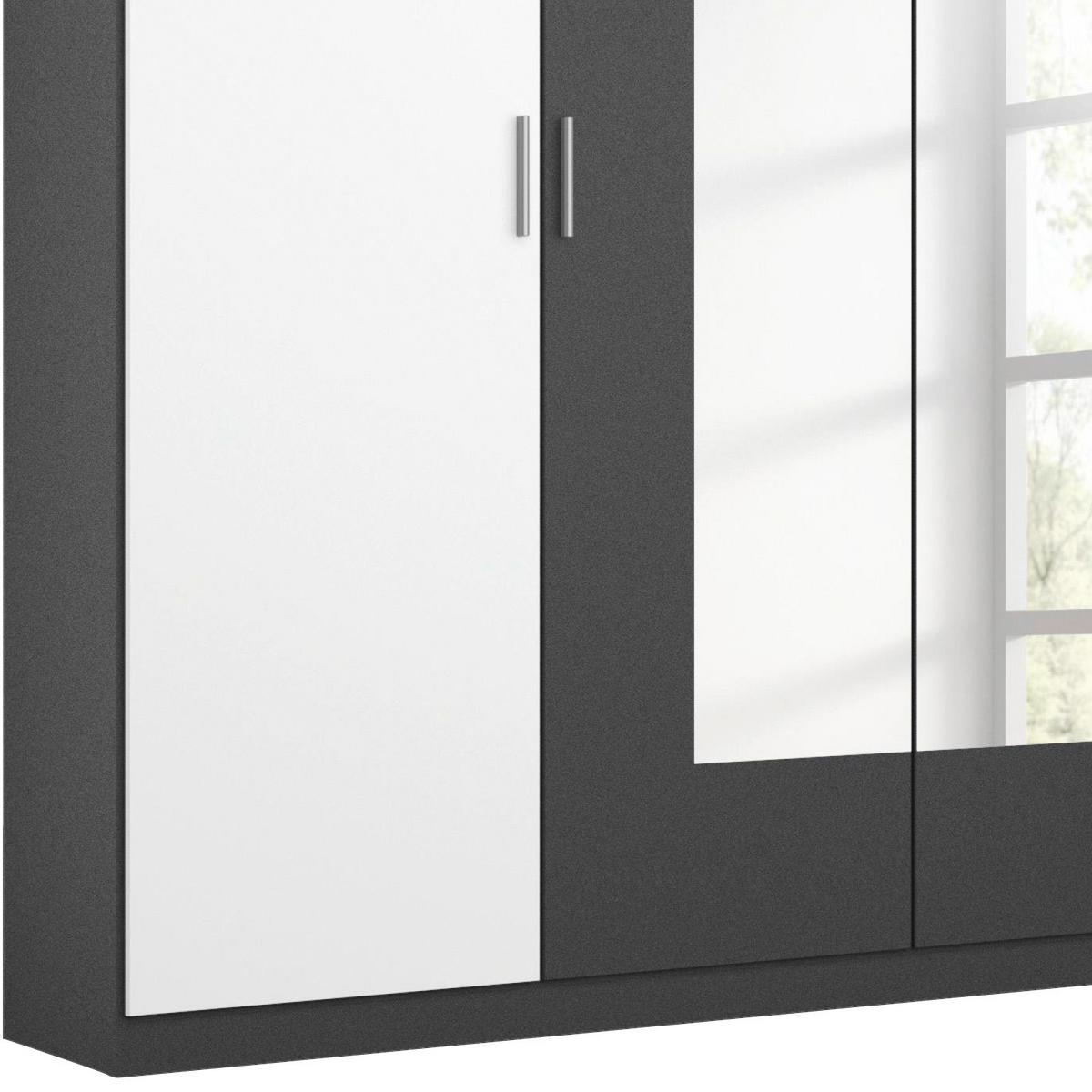 Skriňa s otočnými dverami Borneo š: 226cm sivá/biela - sivá/biela, Basics, kompozitné drevo/plast (226/210/54cm) - MID.YOU