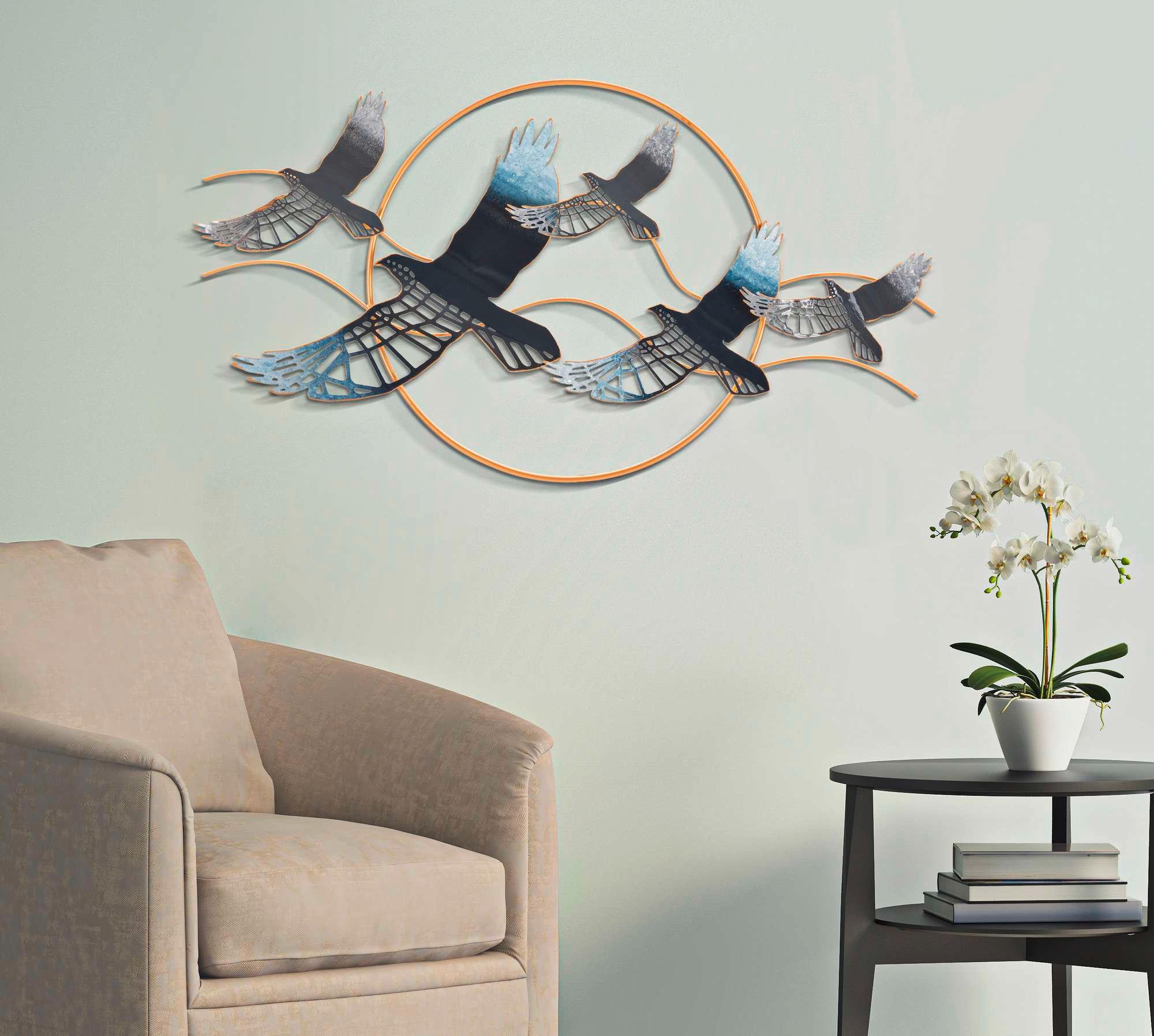 Wanddeko Bird Silber/goldfarben B: 91 Cm - Basics, Metall (91/50/7cm)