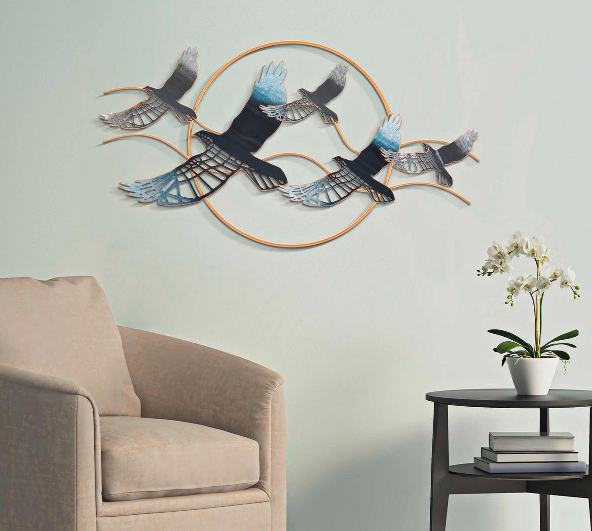 Wanddeko Bird Silber/goldfarben B: 91 Cm - Basics, Metall (91/50/7cm)
